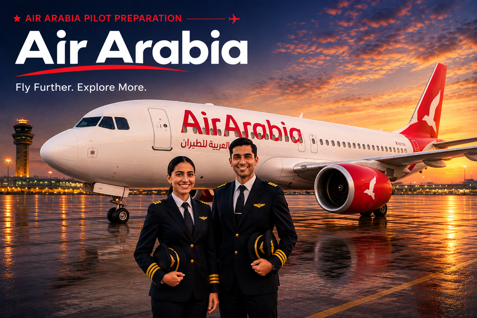 Air Arabia Airbus A320 trainer fleet background